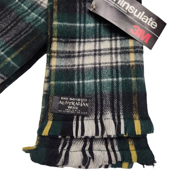 Vintage Tartan Green Plaid 100% Australian Wool Scarf Made In USA - Picture 3 of 8
